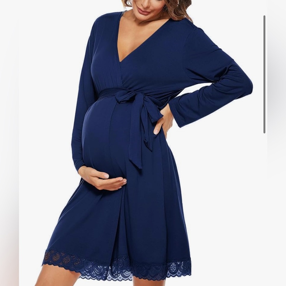 Elegant Navy Blue Women's Robe